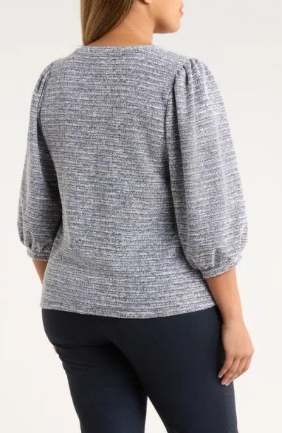 Ak Anne Klein Plus Size Balloon-sleeve Crewneck Top In Blue