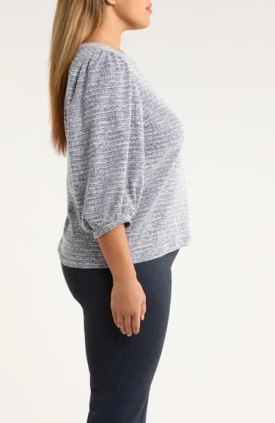 Ak Anne Klein Plus Size Balloon-sleeve Crewneck Top In Blue