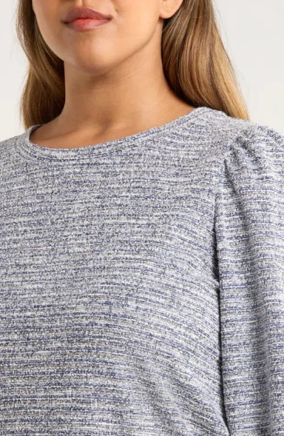 Ak Anne Klein Plus Size Balloon-sleeve Crewneck Top In Blue