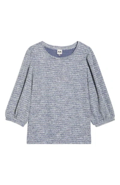 Ak Anne Klein Plus Size Balloon-sleeve Crewneck Top In Blue