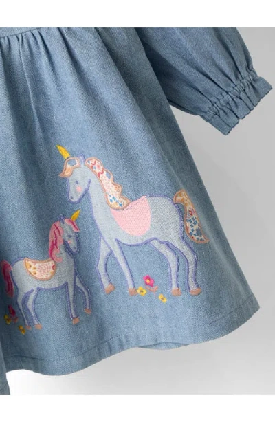 Jojo Maman Bébé Jojo Maman Bebe Kids' Unicorn Appliqué Dress In Blue