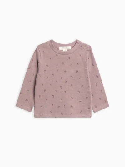 Kendi Mesa Waffle Knit Long Sleeve Top In Pink