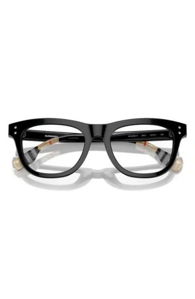 Burberry 47mm Rectangular Optical Glasses In Black