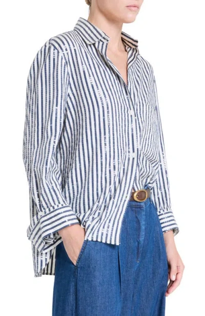 Twp Next Morning Sequin Stripe Button-up Shirt In Multi
