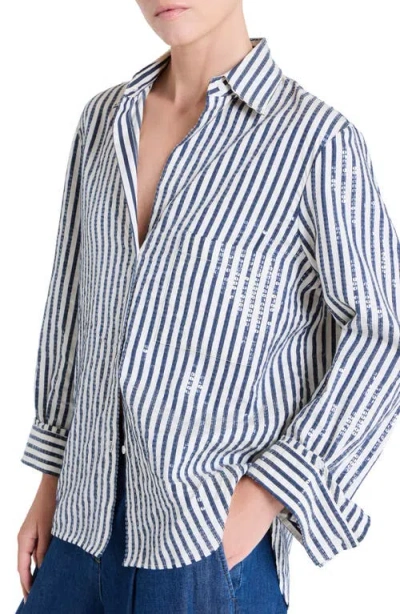 Twp Next Morning Sequin Stripe Button-up Shirt In Multi