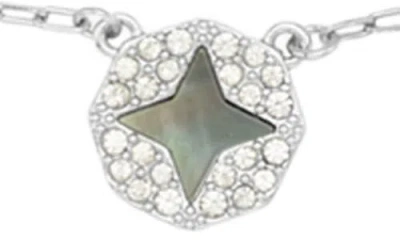 Tory Burch Forget Me Not Mother-of-pearl Pendant Necklace In Metallic