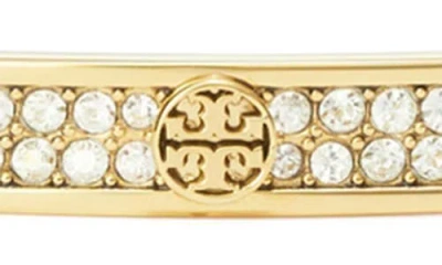 Tory Burch Icon Crystal Paved Cuff Bracelet In Gold