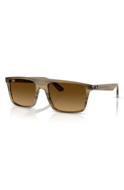 Ray Ban Ray-ban 57mm Gradient Square Sunglasses In Brown