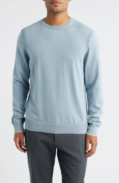 Jack Victor Grassi Crewneck Cotton & Cashmere Sweater In Blue