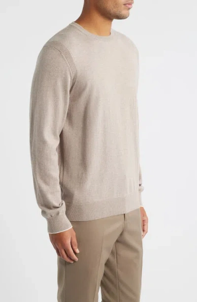 Jack Victor Grassi Crewneck Cotton & Cashmere Sweater In Brown