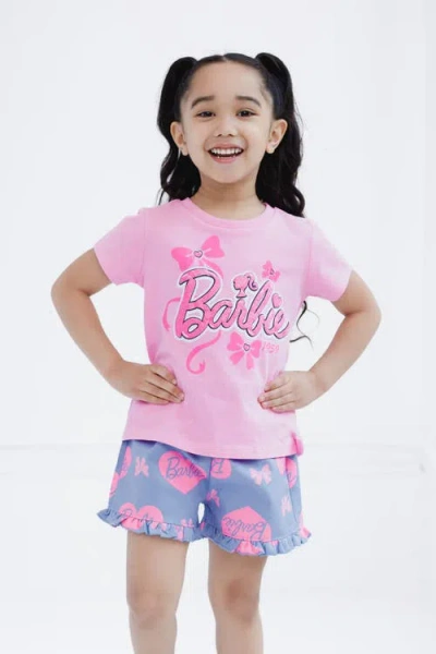 Barbie T-shirt & Chambray Shorts Set In Blue