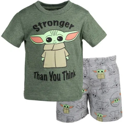 Star Wars Baby Yoda The Mandalorian T-shirt & French Terry Shorts Set In Green