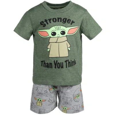 Star Wars Baby Yoda The Mandalorian T-shirt & French Terry Shorts Set In Green