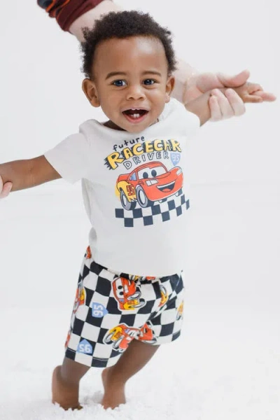 Disney Lightning Mcqueen Cars T-shirt & French Terry Shorts Set In White