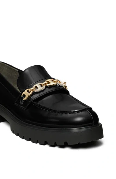 Tory Burch Gemini Embellished Lug Sole Loafer In Black