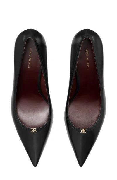 Tory Burch Double T Buckle Pointed Toe Pump In Black