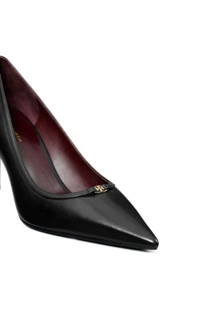 Tory Burch Double T Buckle Pointed Toe Pump In Black