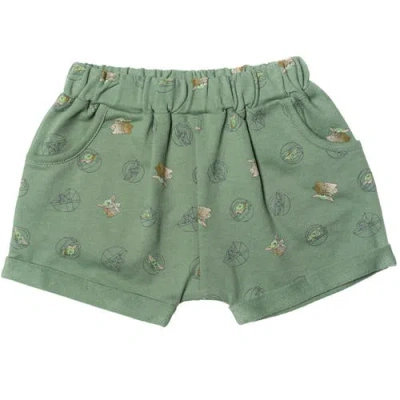 Star Wars The Mandalorian Baby Yoda T-shirt & French Terry Shorts Set In Green
