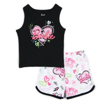 Barbie Tank Top & French Terry Shorts Set In Black