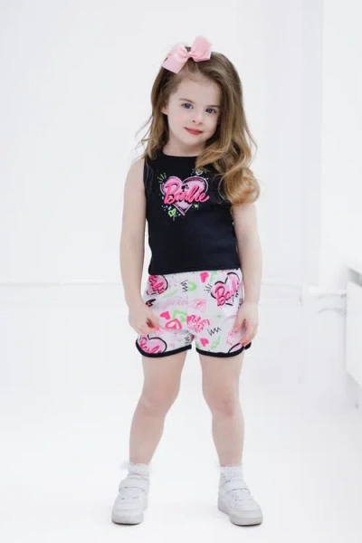 Barbie Tank Top & French Terry Shorts Set In Black
