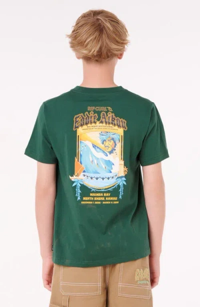 Rip Curl Kids' Eddie Would Go Poster Art Graphic T-shirt In Green