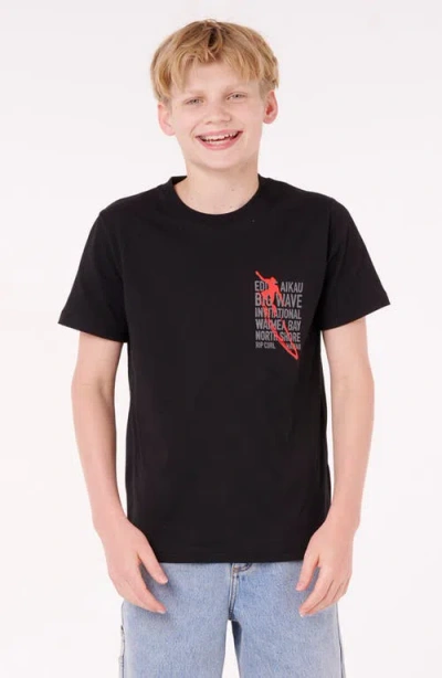 Rip Curl Kids' Eddie Would Go Petro Graphic T-shirt In Black