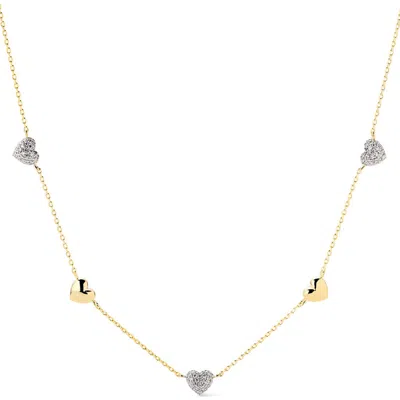 Ana Luisa Heart Necklace Lev Mini Pave Station Necklace In Brown