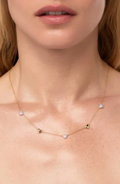 Ana Luisa Heart Necklace Lev Mini Pave Station Necklace In Brown