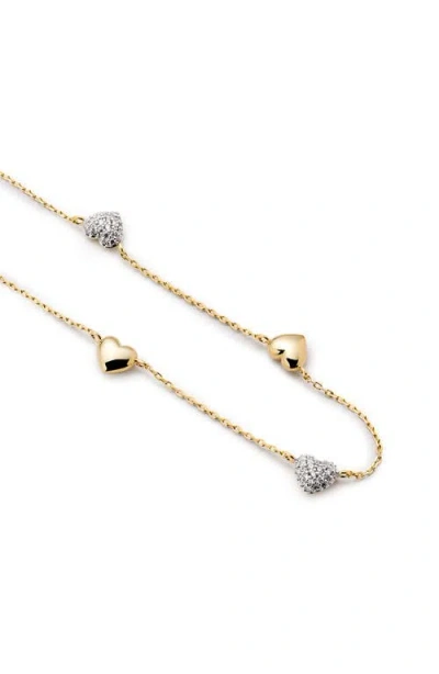 Ana Luisa Heart Necklace Lev Mini Pave Station Necklace In Brown