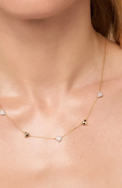 Ana Luisa Heart Necklace Lev Mini Pave Station Necklace In Brown
