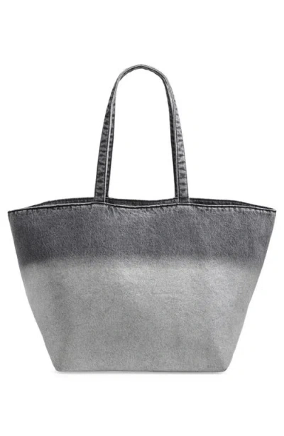 Alexander Wang Punch Dip Coated Denim Tote In Gray