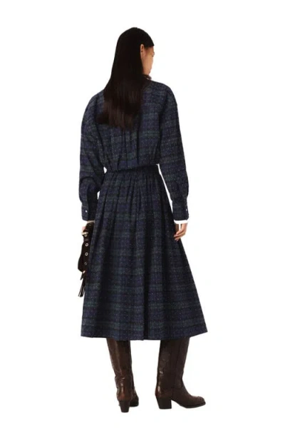 Maje Checked Rhinestone Cropped Shirt In Blue