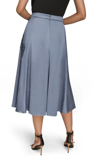 Donna Karan New York Sequin Floral A-line Midi Skirt In Blue