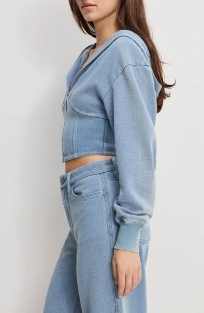 Good American Jeanius Crop Hoodie In Blue