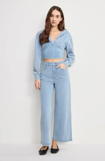Good American Jeanius Crop Hoodie In Blue