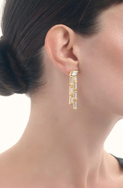 Reiss Livia Linear Crystal Drop Earrings In Gold
