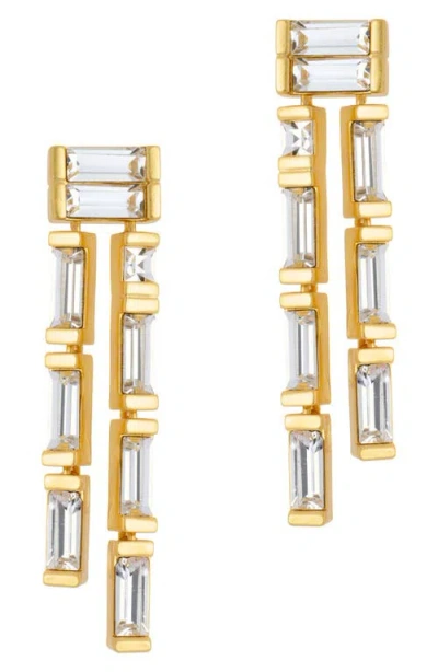 Reiss Livia Linear Crystal Drop Earrings In Gold