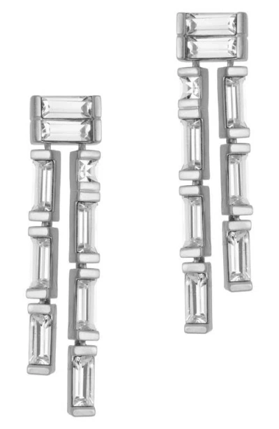 Reiss Livia Linear Crystal Drop Earrings In Silver