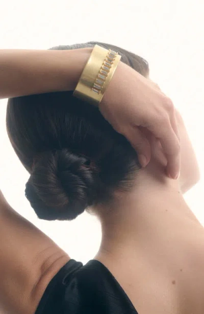 Reiss Lyra Linear Crystal Cuff Bracelet In Gold