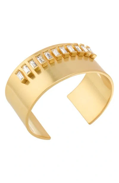 Reiss Lyra Linear Crystal Cuff Bracelet In Gold