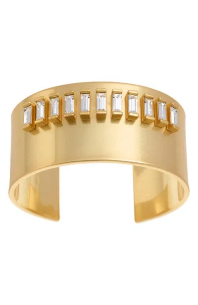 Reiss Lyra Linear Crystal Cuff Bracelet In Gold