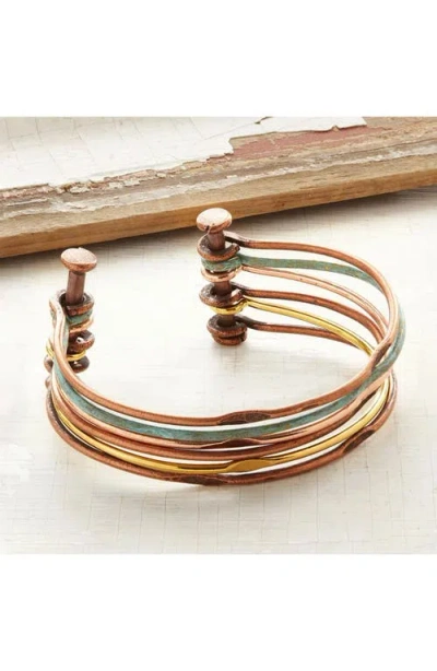 Uncommon Goods Mixed Metals Hinged Cuff In Multi