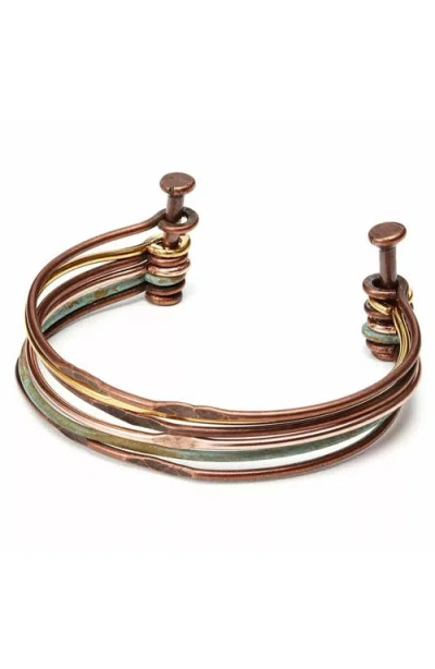 Uncommon Goods Mixed Metals Hinged Cuff In Multi