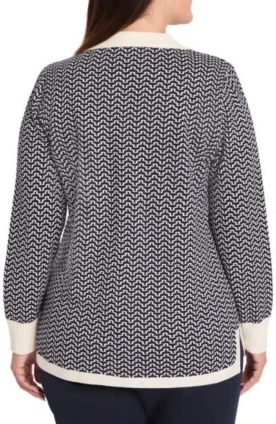 Nic + Zoe Nic+zoe Two Tone Jacquard Sweater In Multi