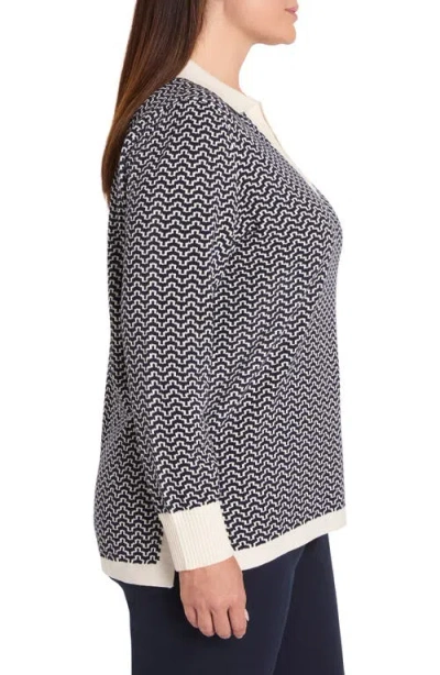 Nic + Zoe Nic+zoe Two Tone Jacquard Sweater In Multi