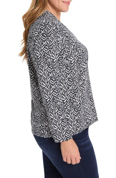 Nic + Zoe Nic+zoe Geo Toss Knit Top In Gray
