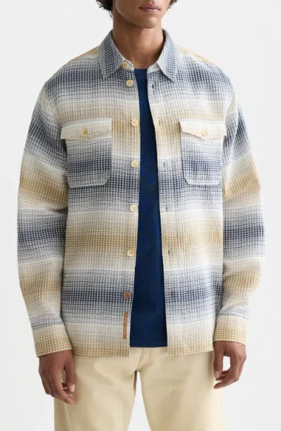 Scotch & Soda Stripe Woven Waffle Button-up Shirt In Neutral