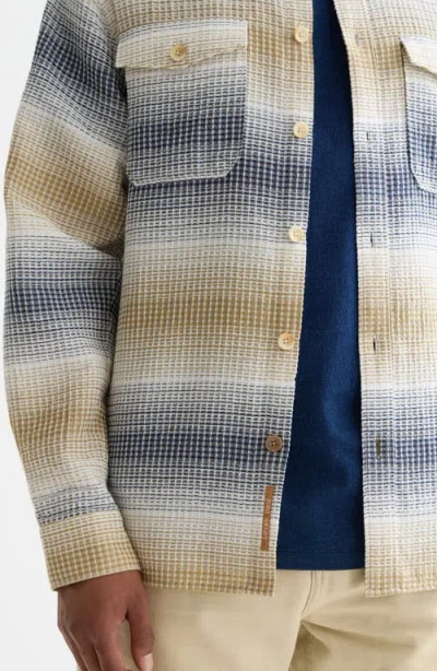 Scotch & Soda Stripe Woven Waffle Button-up Shirt In Neutral