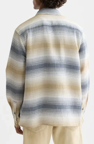 Scotch & Soda Stripe Woven Waffle Button-up Shirt In Neutral