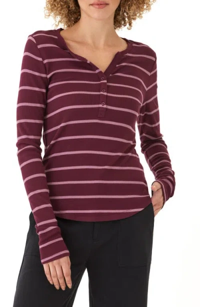 Threads 4 Thought Akia Caribbean Stripe Rib Henley In Burgundy